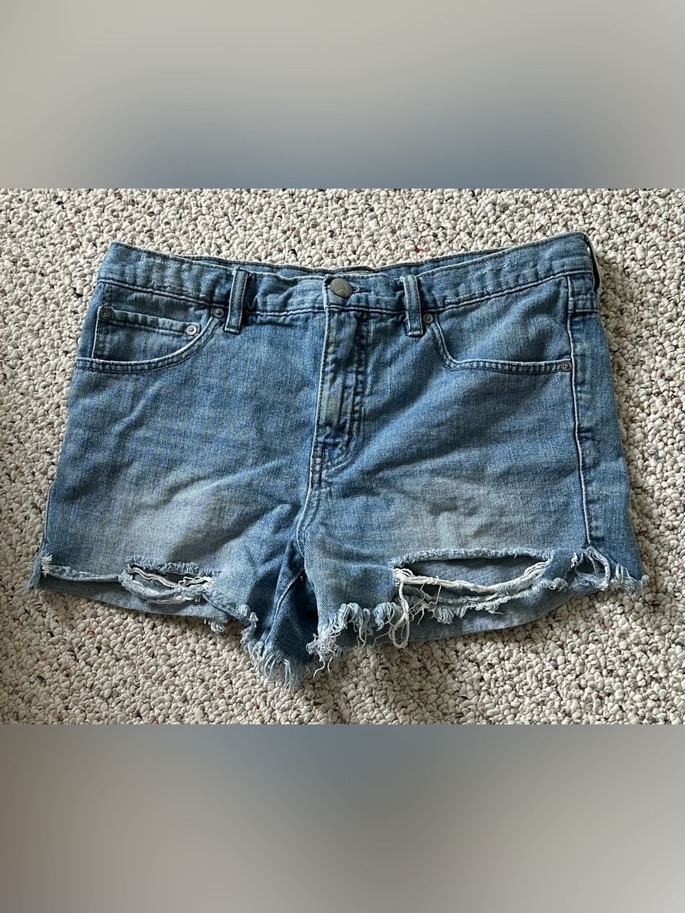Free People Distressed Light Blue Denim Cutoff Shorts 28